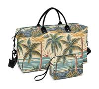 Borsone da viaggio vintage con tramonto sul mare, borsa da viaggio, borsa per attrezzi da palestra, sport, borsone con borsa da toilette per escursionismo, impermeabile
