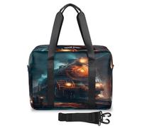 Borsone da viaggio vintage con treno a vapore acquerello, per donne, uomini, ragazze e ragazzi, borsa da viaggio per il fine settimana da 32 l, borsa grande da cabina per viaggi, sport, palestra,