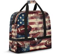 Borsone da viaggio vintage da calcio americano, per donne e uomini, borsa da palestra pieghevole per sport e palestra, week-end, borsa da cabina con scomparto per scarpe, Multicolore