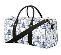 Borsone da viaggio vintage giapponese pagode inchiostro blu per donne uomini ragazze ragazzi, stampa Giappone fine settimana borse da viaggio 22,7 L Tote Cabin bagagli per sport palestra yoga, Colore,
