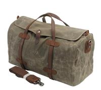Borsone da viaggio vintage in tela di cotone puro e pelle, grande capacità, borsa da weekend, borsa da viaggio, bagaglio a mano da uomo, grande(Green)