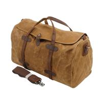 Borsone da viaggio vintage in tela di cotone puro e pelle, grande capacità, borsa da weekend, borsa da viaggio, bagaglio a mano da uomo, grande(Khaki)