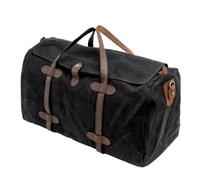 Borsone da viaggio vintage in tela di cotone puro e pelle, grande capacità, borsa da weekend, borsa da viaggio, bagaglio a mano da uomo, grande(Black)