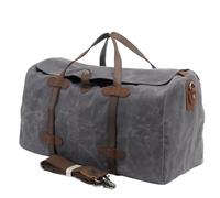 Borsone da viaggio vintage in tela di cotone puro e pelle, grande capacità, borsa da weekend, borsa da viaggio, bagaglio a mano da uomo, grande(GRAY)