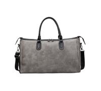 Borsone da viaggio vintage per fine settimana, 50 x 30 x 21 cm, borsa da viaggio con scomparto per scarpe, borsa a tracolla multifunzione con cinghia per bagagli per donne e uomini, Grigio, Casual