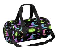 Borsone da viaggio Weekender per la notte da palestra per donne e uomini | Borsa leggera per sport da danza, tasca con cerniera, borsa da viaggio per adolescenti - Cappello da strega neon