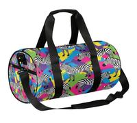 Borsone da viaggio Weekender per la notte da palestra per donne e uomini | Borsa leggera per sport da danza, tasca con cerniera, borsa da viaggio per adolescenti - Zebra fluo