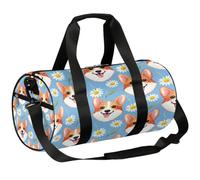Borsone da viaggio Weekender per la notte da palestra per donne e uomini | Borsa leggera per sport da danza, tasca con cerniera, borsa per pigiama party per adolescenti, con cane Corgi margherita