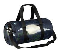 Borsone da viaggio Weekender per la notte da palestra per donne e uomini | Borsa sportiva leggera da ballo, tasca con cerniera, per adolescenti - Moon Black Cat