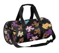 Borsone da viaggio Weekender per la notte da palestra per donne e uomini | Borsa sportiva leggera da ballo, tasca con cerniera, borsa da viaggio per adolescenti - Leopard Puzzle