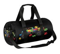 Borsone da viaggio Weekender per la notte da palestra per donne e uomini | Borsa sportiva leggera da ballo, tasca con cerniera, per adolescenti - Autism Monster Car Truck