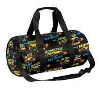 Borsone da viaggio Weekender per la notte da palestra per donne e uomini | Borsa sportiva leggera da ballo, tasca con cerniera, borse da viaggio per adolescenti - giallo Monster Car Truck