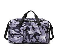 Borsone da weekend for uomo e donna da 40 litri - Borsone da palestra grande con scomparto separato for scarpe, borsa da viaggio resistente all'acqua e borsa sportiva for fitness(Camouflage gray)