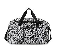 Borsone da weekend for uomo e donna da 40 litri - Borsone da palestra grande con scomparto separato for scarpe, borsa da viaggio resistente all'acqua e borsa sportiva for fitness(Black leopard print)