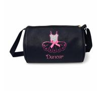 Borsone Danza Ballerina per Ragazze , Nero , Nero | pu pelle e tessuto oxford | tracolla in nylon | hardware in metallo | per lezioni di danza | per allenamento | per ragazze