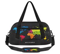 Borsone educativo con mappa del mondo, per bambini, ragazze, adolescenti, sport, palestra, viaggi, ginnastica, danza, danza, Multicolore
