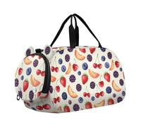 Borsone estivo alla frutta con fragole con scomparto per scarpe, grande capacità, borsone per la notte, per viaggi, nuoto, danza, danza