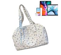 Borsone floreale da donna, in tela impermeabile, borsa a tracolla con fiocco, graziosa borsa da weekend, per spiaggia, yoga, allenamento, ospedale, Blu, Refer to description, Unisex