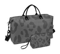 Borsone grigio con stampa leopardata, borsa da viaggio per la notte, borsa da palestra e sport, borsa da toeletta per escursionismo, pieghevole