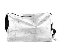 Borsone in pelle bianca con texture marmorizzata per uomo, donna, ragazzi e ragazze, borsa da palestra per il fine settimana durante la notte, borsa da viaggio, borsa a tracolla singola, Colore,