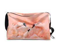 Borsone in pelle con fenicotteri e uccellini, per uomo, donna, ragazzi e ragazze, borsa da viaggio con fenicotteri rosa, borsa da palestra, borsa da viaggio, borsa a tracolla singola, Colore, 18.5L,