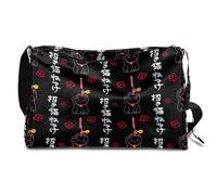 Borsone in pelle con gatto portafortuna giapponese, per uomo, donna, ragazzi, ragazze, grazioso gatto, weekend, sport, palestra, borsa da viaggio, borsa a tracolla singola, Colore, 18.5L, Organizer