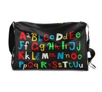 Borsone in pelle con lettere dell'alfabeto, per uomo, donna, ragazzi e ragazze, borsa da viaggio con alfabeto, borsa da viaggio, borsa a tracolla singola, Colore, 18.5L, Organizer per borse
