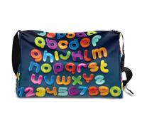 Borsone in pelle con lettere dell'alfabeto, per uomo, donna, ragazzi, ragazze, grafico alfabeto, fine settimana, sport, palestra, borsa da viaggio, borsa a tracolla singola, Colore, 18.5L, Organizer
