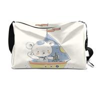 Borsone in pelle con orso carino, per uomo, donna, ragazzi e ragazze, borsa da viaggio con orso per il fine settimana, sport, palestra, borsa da viaggio, borsa a tracolla singola, Colore, 18.5L,