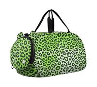 Borsone in pelliccia di ghepardo sfumato verde fluorescente con scomparto per scarpe leggero durante la notte Weekender borsa da viaggio per spiaggia nuoto piscina sport