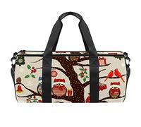 Borsone invernale natalizio con fiocco di neve, alce, cervo, gufo, cardinale sull'albero, borsa sportiva da palestra, fitness, allenamento, borsone da viaggio, borsa tote per attrezzatura da donna e