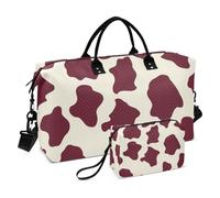 Borsone marrone a pois con mucca, borsone da viaggio o da portare in palestra, per escursioni, pieghevole, Macchia di mucca marrone, 1 size