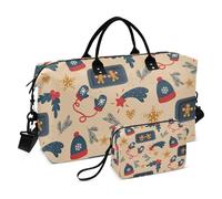 Borsone marrone per feste di Natale, da portare con sé, per la notte, per sport, palestra, con cinghia regolabile, set da 2 pezzi, Festa di Natale Marrone, 1 size