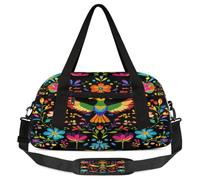 Borsone messicano per bambini con fiori e uccelli, piccola borsa sportiva da viaggio leggera per ragazzi e ragazze, borsa da viaggio per il weekend, borsa da palestra per la scuola e il pigiama party