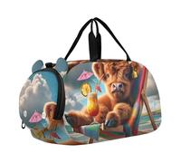 Borsone natalizio carino con mucca delle Highland per ragazze, borsone da viaggio, weekend, borsone per la notte, scomparto per scarpe, borsone per ragazzi, Vacanze carine della mucca delle Highland