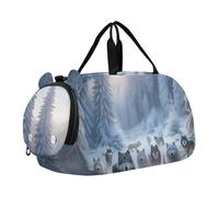 Borsone natalizio carino con mucca delle Highland per ragazze, borsone da viaggio, weekend, borsone per la notte, scomparto per scarpe, borsone per ragazzi, Lupi della foresta invernale, classico