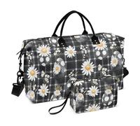 Borsone nero Agouti Buffalo Plaid Daisy Egg Pasqua Pernottamento Viaggio Borsone Pernottamento Weekender Borse Sport Allenamento Borsa con Toiletry Bag per Escursionismo Grande Capacità