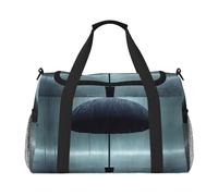 Borsone nero con stampa con ombrello sotto la pioggia, borsa da viaggio, borsa a tracolla per weekender, borsa sportiva da palestra per uomini e donne