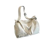 Borsone Palestra Canvas Zipper Travel Handbag Solid Large Capacity Simple Casual Shoulder Bag Soft Versatile Crossbody Bag(WHITE)