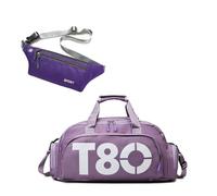 Borsone Palestra Training, Scomparto per Scarpe e Bagnato Borsa Sportiva Viaggio Nuoto Fitness Sport Gym Sacca Tracolla + Marsupio da donna cintura da corsa (Viola;)