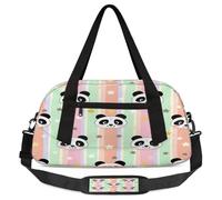 Borsone per bambini a righe colorate con panda, piccola borsa sportiva da viaggio leggera per ragazzi e ragazze, borsa da viaggio per il weekend, borsa da palestra per la scuola e i pigiama party