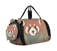 Borsone per bambini, con adorabile panda rosso, con scomparto per scarpe, leggero, per la pratica scolastica, lo sport, i viaggi