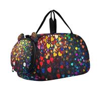 Borsone per bambini con cuori colorati arcobaleno con scomparto per scarpe leggero bagaglio da portare con sé per viaggi, nuoto, danza, danza