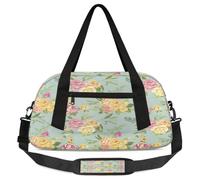 Borsone per bambini con fiori primaverili per la notte, per ragazze e ragazzi, giallo e rosa, leggero, borsa sportiva da palestra per bambini, piccola borsa da viaggio per la danza, Fiore