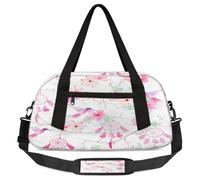 Borsone per bambini con fiori rosa e uccellini, per ragazze e ragazzi, con acchiappasogni, leggero, borsa sportiva da palestra per bambini, piccola borsa da viaggio per la danza, Uccello fiore rosa,