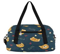 Borsone per bambini con gatto e tigre in stile cartone animato, per ragazze e ragazzi, carino e leggero, borsa da palestra per bambini, piccola borsa da viaggio per la danza, Cartone animato gatto,