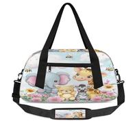 Borsone per bambini con grazioso elefante, giraffa, zebra, orso, piccolo, leggero, da viaggio, per ragazzi e ragazze, borsa da viaggio per la notte, borsa da palestra per scuola, sport e pigiama party