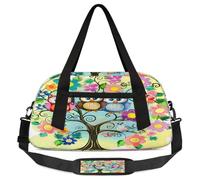 Borsone per bambini con gufi, fiori e alberi, piccola borsa sportiva da viaggio leggera per ragazzi e ragazze, borsa da viaggio per il weekend, borsa da palestra per la scuola e il pigiama party