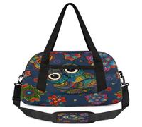 Borsone per bambini con gufo e fiore, per ragazze e ragazzi, borsa da palestra leggera con animali etnici, borsa da palestra per bambini, piccola borsa da viaggio per la danza, Gufo Fiore, 18.5L x