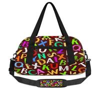 Borsone per bambini con lettera dell'alfabeto, per ragazze e ragazzi, borsa leggera per sport e palestra, piccola borsa da viaggio o da ballo, Alfabeto., 18.5L x 7.8W x 9.4H